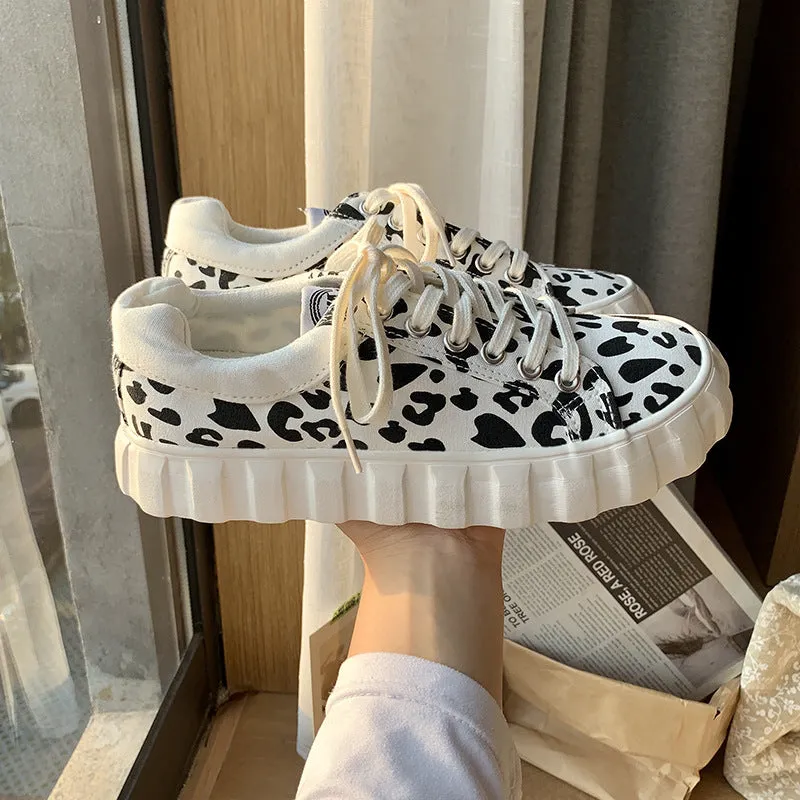 Leopard Print Canvas Shoes Female Student Style Wild Big | Brodtica.com