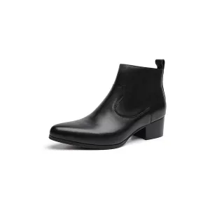 LuxeZip Genuine Leather Zipper Ankle Boots