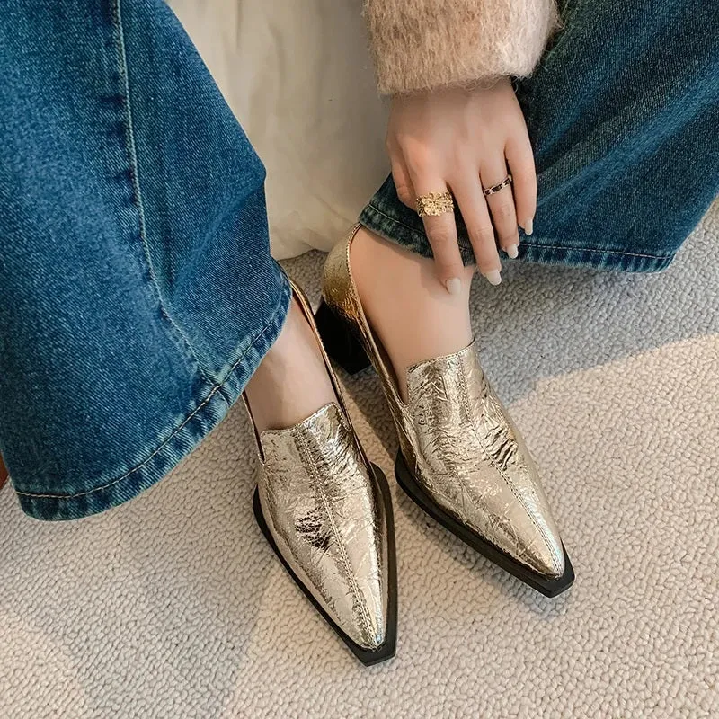 Luxurious Metallic Pointed Toe Shoes for Women