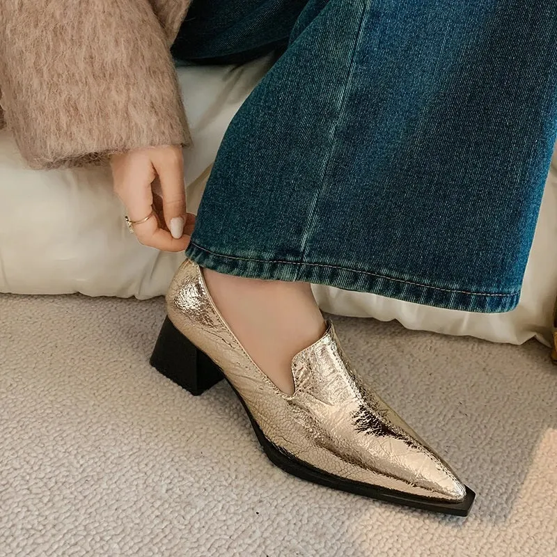 Luxurious Metallic Pointed Toe Shoes for Women