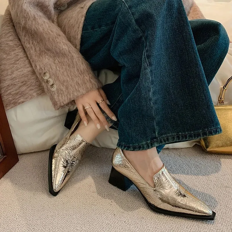 Luxurious Metallic Pointed Toe Shoes for Women