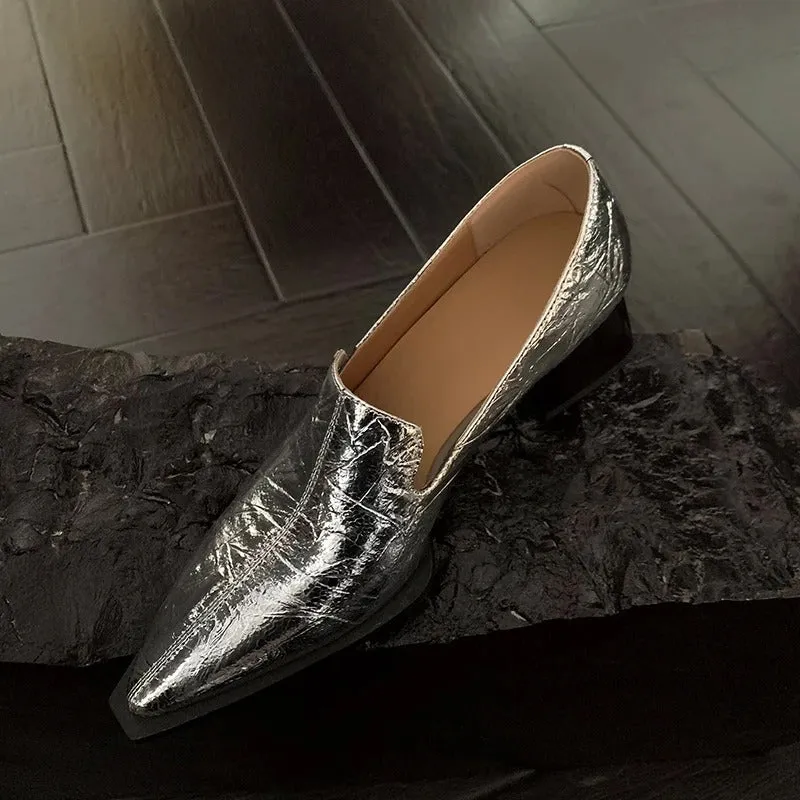 Luxurious Metallic Pointed Toe Shoes for Women