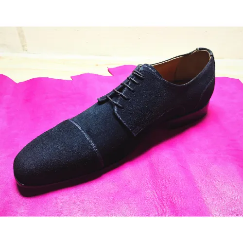 Made to Measure Tailor Made Handmade Bespoke Handstiched Custom Made Genuine Black Suede Toe Cap Oxford Lace Up Men's & Women's Formal Dress Shoes