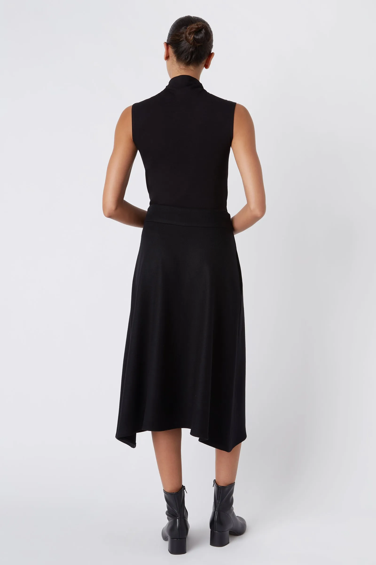 Martina Felted Jersey Kick Skirt - Black