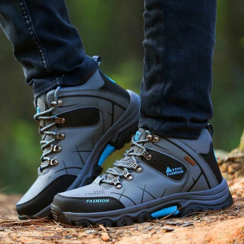 Men's High Top Hiking Shoes - Large Size, Durable Outdoor & Casual Footwear