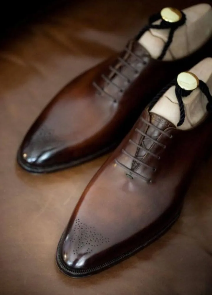 Men's Leather Brown Brogue Lace Up Shoes