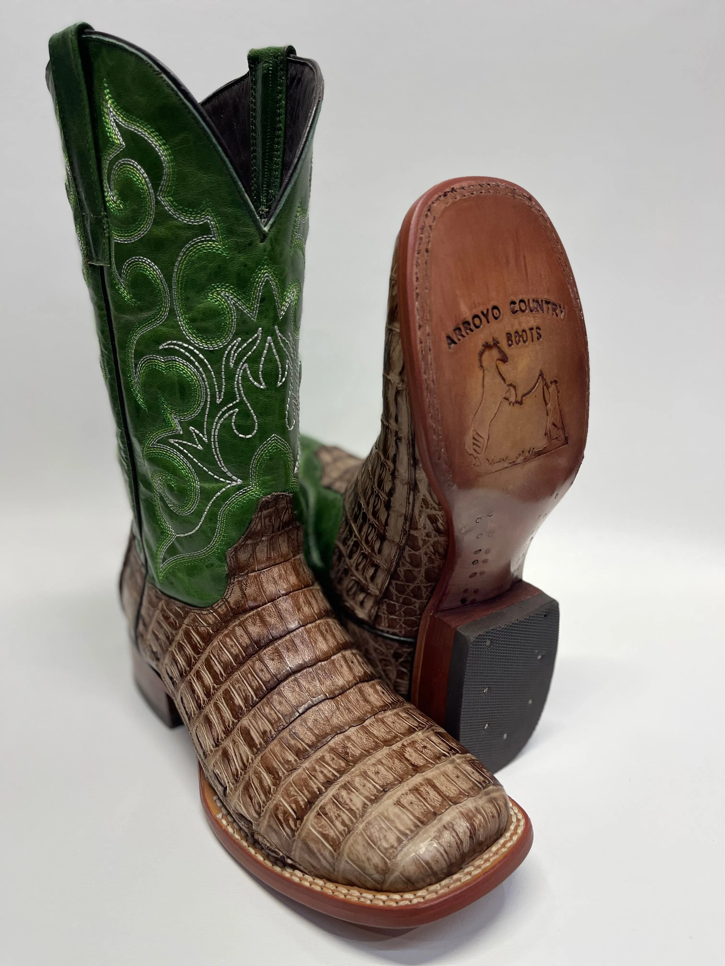 Men’s Rustic Oryx Caiman Square Toe Exotic Boot