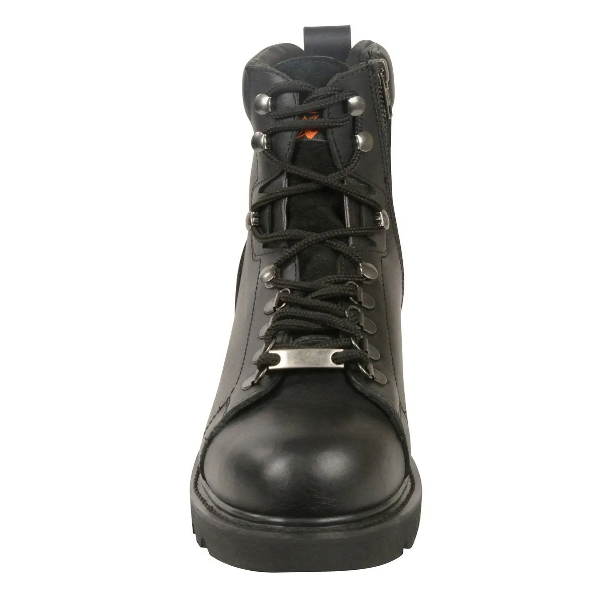 Milwaukee Leather Men's Black Leather Lace-Up Motorcycle Rider Boots with Side Zipper MBM100