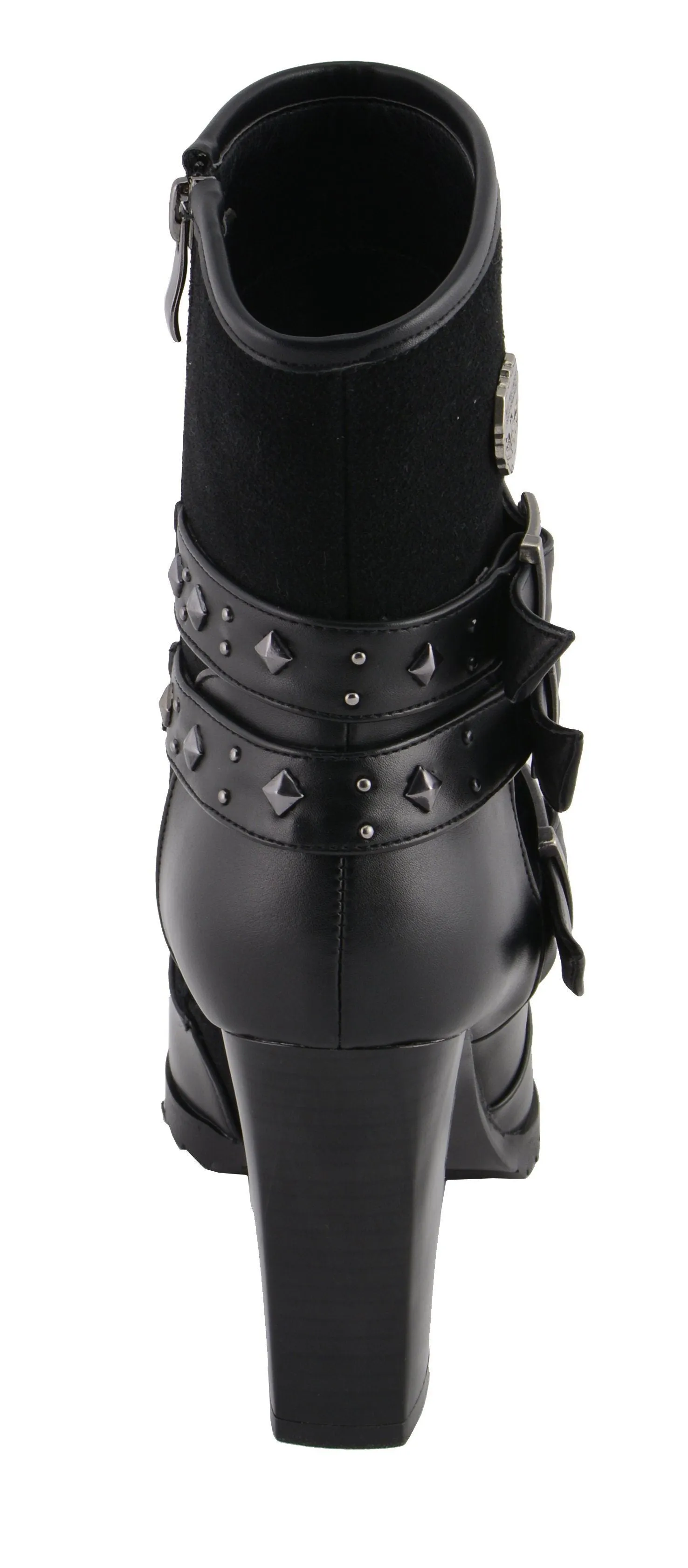 Milwaukee Performance MBL9433 Women's Black Triple Buckle Strap Riding Boots with Block Heel