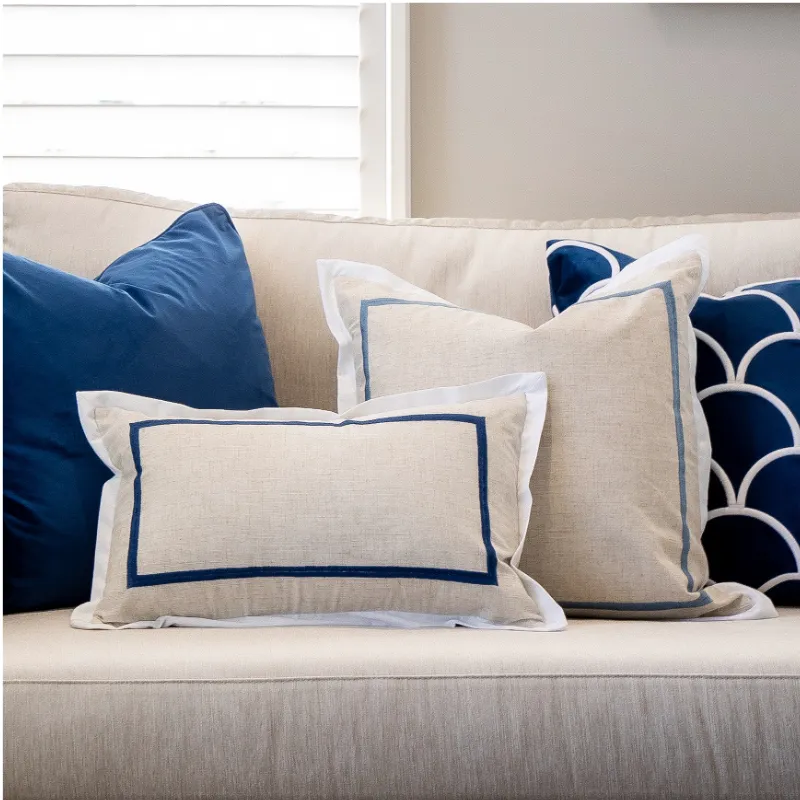 Mirage Haven Carter Flange Linen Dark Blue 30x50cm Cushion Cover