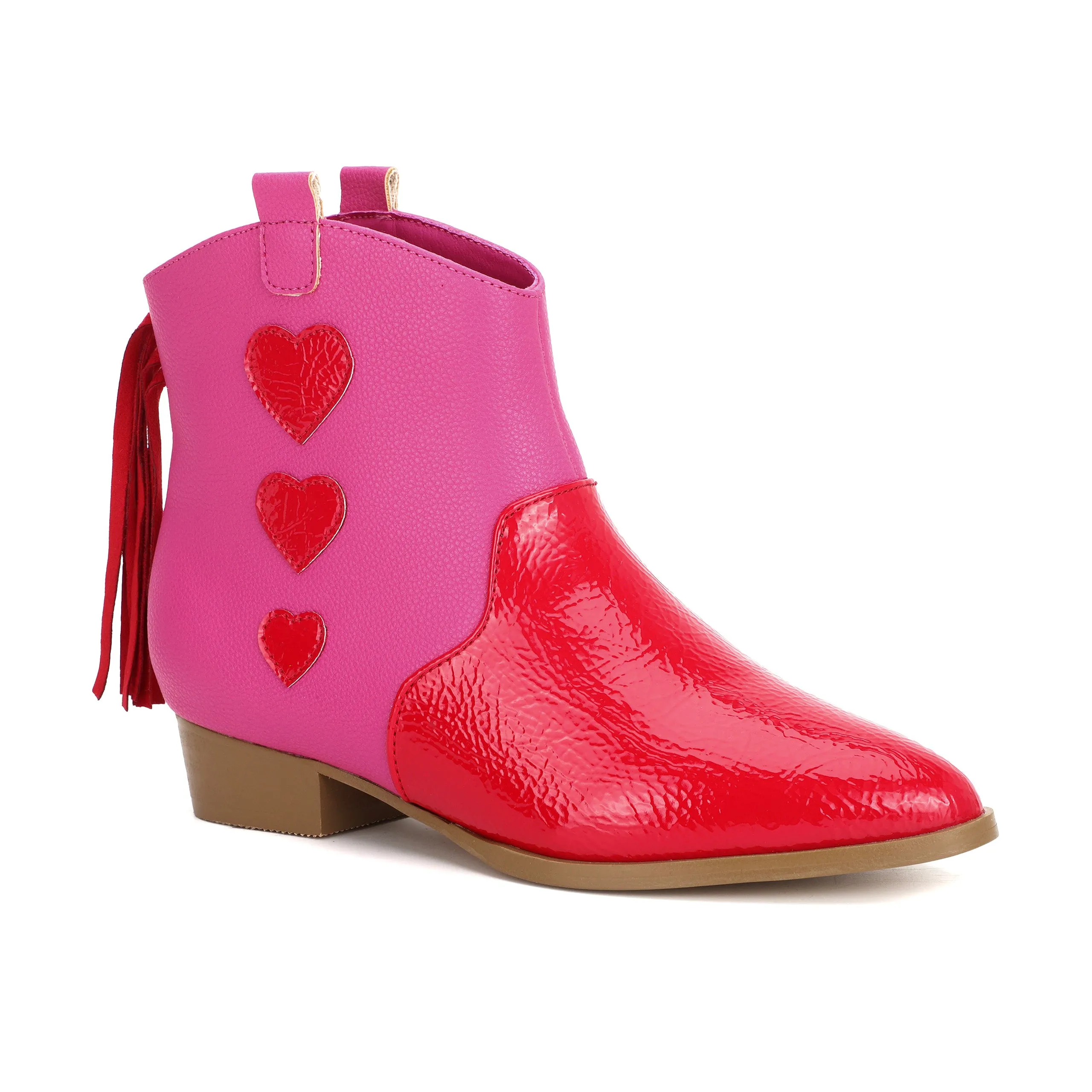 Miss Dallas Western Boot in Pink & Red Hearts - Kids