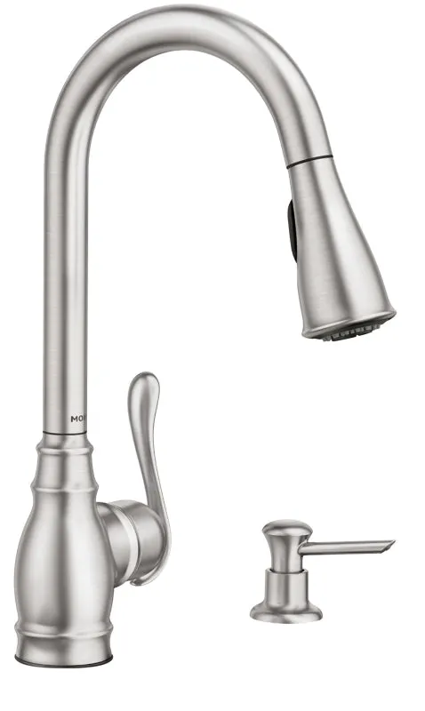 Moen Anabelle Series CA87003 Pull-Down Kitchen Faucet, 1.5 gpm, 1-Faucet Handle, 1-Faucet Hole, Metal, Chrome Plated :EA: QUANTITY: 1