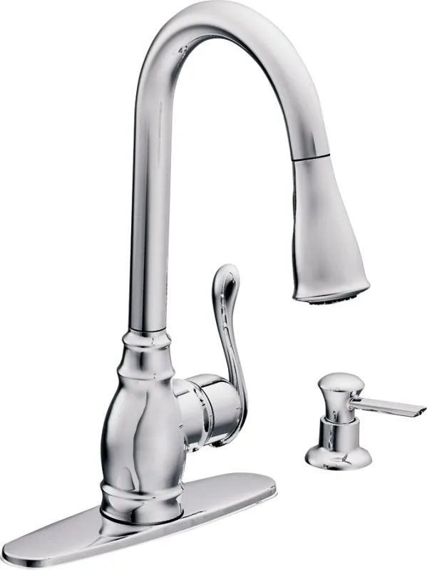 Moen CA87003SRS Kitchen Faucet, 1.5 gpm, 1-Faucet Handle, Metal, Stainless Steel, Deck Mounting, Lever Handle :EA: QUANTITY: 1