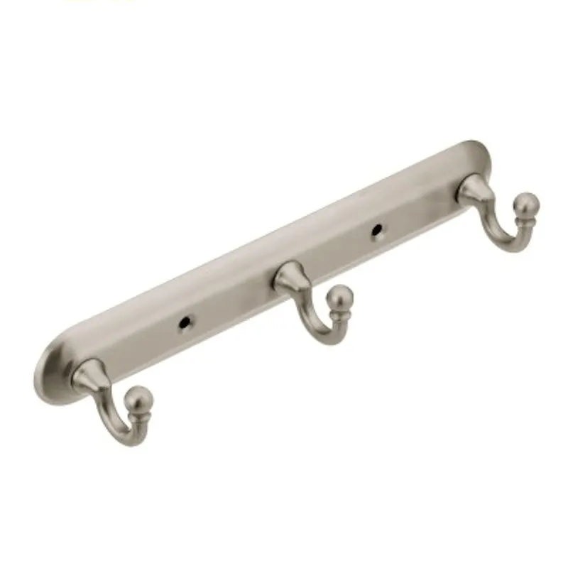 Moen Yorkshire Brushed Nickel 3-Hook Rack 10 in. L Zinc