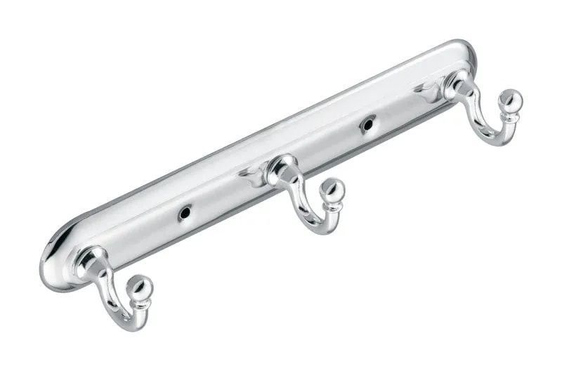 Moen Yorkshire Chrome 3-Hook Rack 10 in. L Zinc