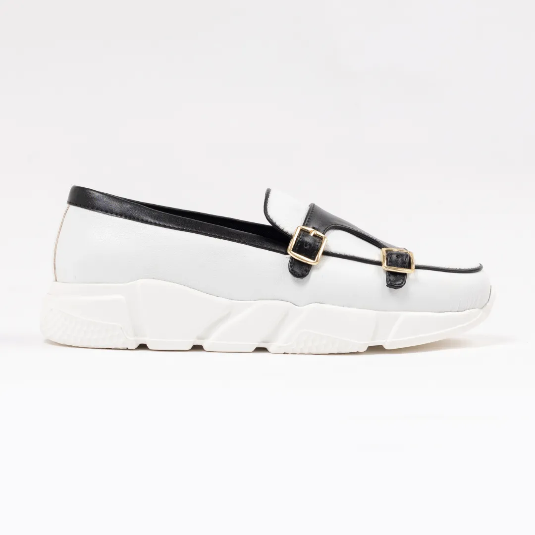 Monkstory Chunky Double Monk Sneakers - White/Black