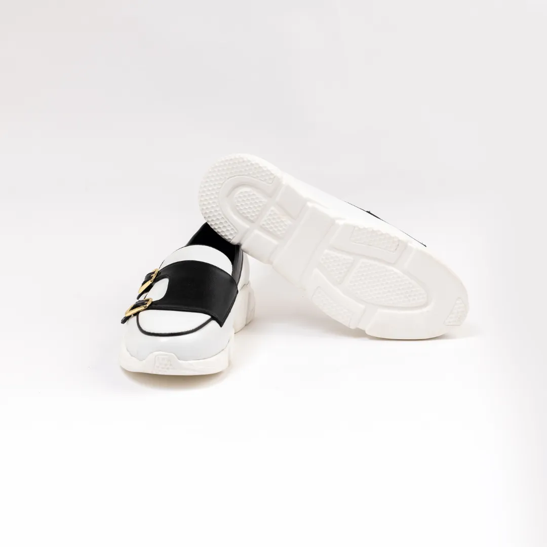 Monkstory Chunky Double Monk Sneakers - White/Black