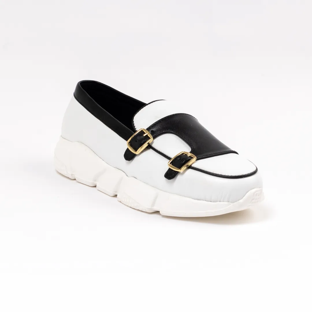 Monkstory Chunky Double Monk Sneakers - White/Black