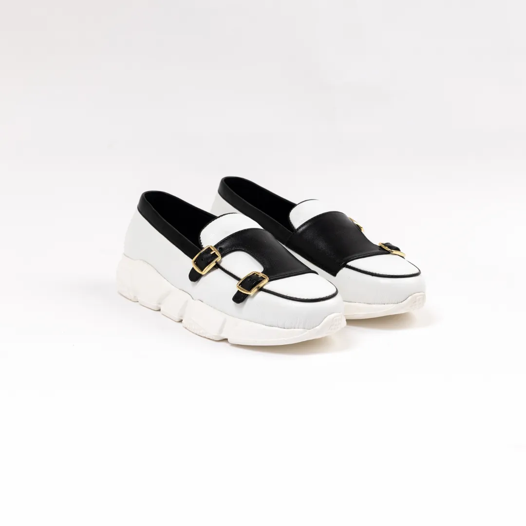 Monkstory Chunky Double Monk Sneakers - White/Black