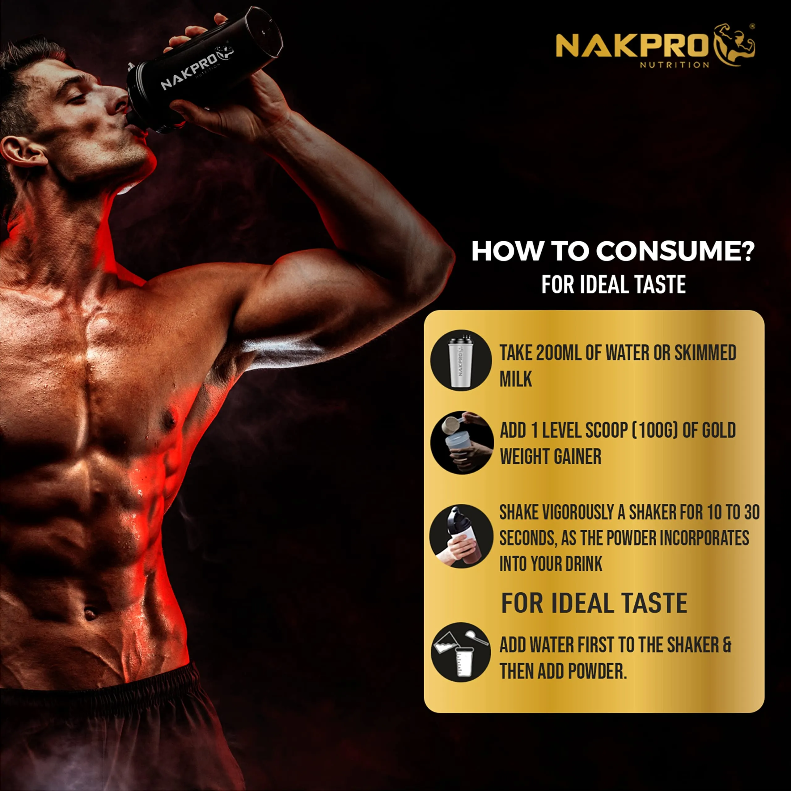 NAKPRO GOLD WEIGHT GAINER| 1 Kg Chocolate Flavour (10 Servings)|High Carbs & Calorie|12g Protein, 80g Carbs|Added Vitamins, Minerals & Digestive Enzymes |Easy Mixing, Digesting Powder for Men & Women