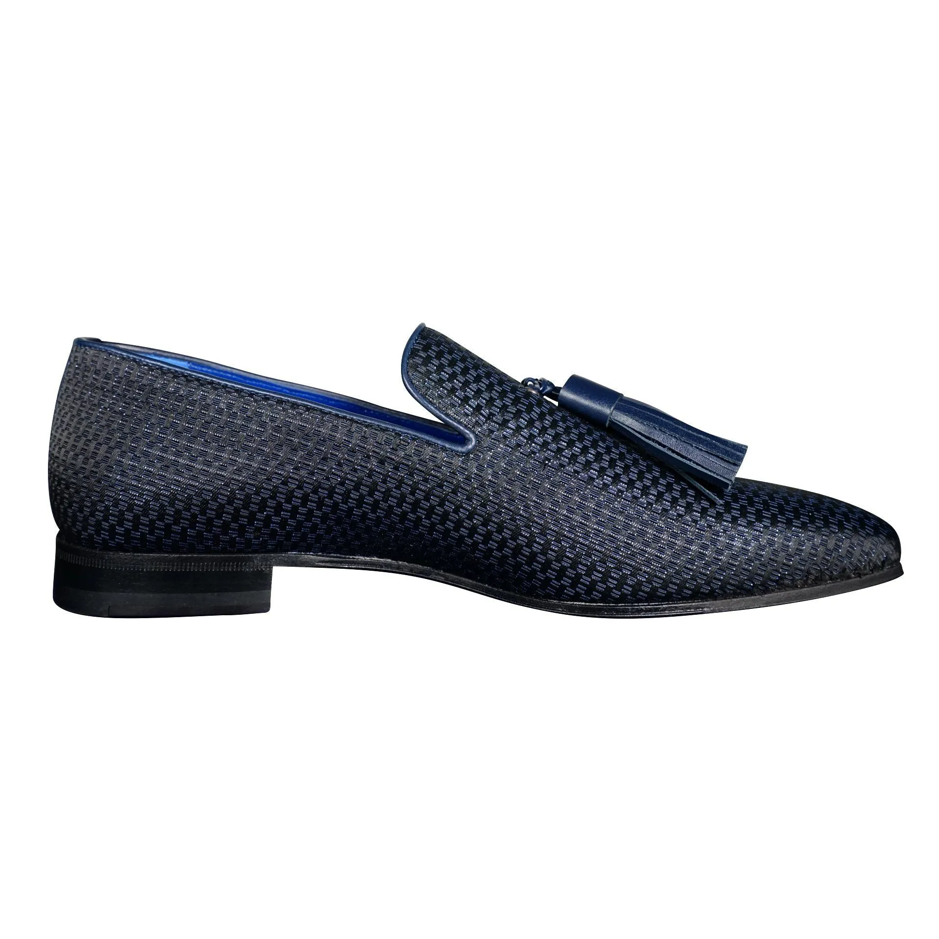 Navy Blue Diamante Tassel Loafer