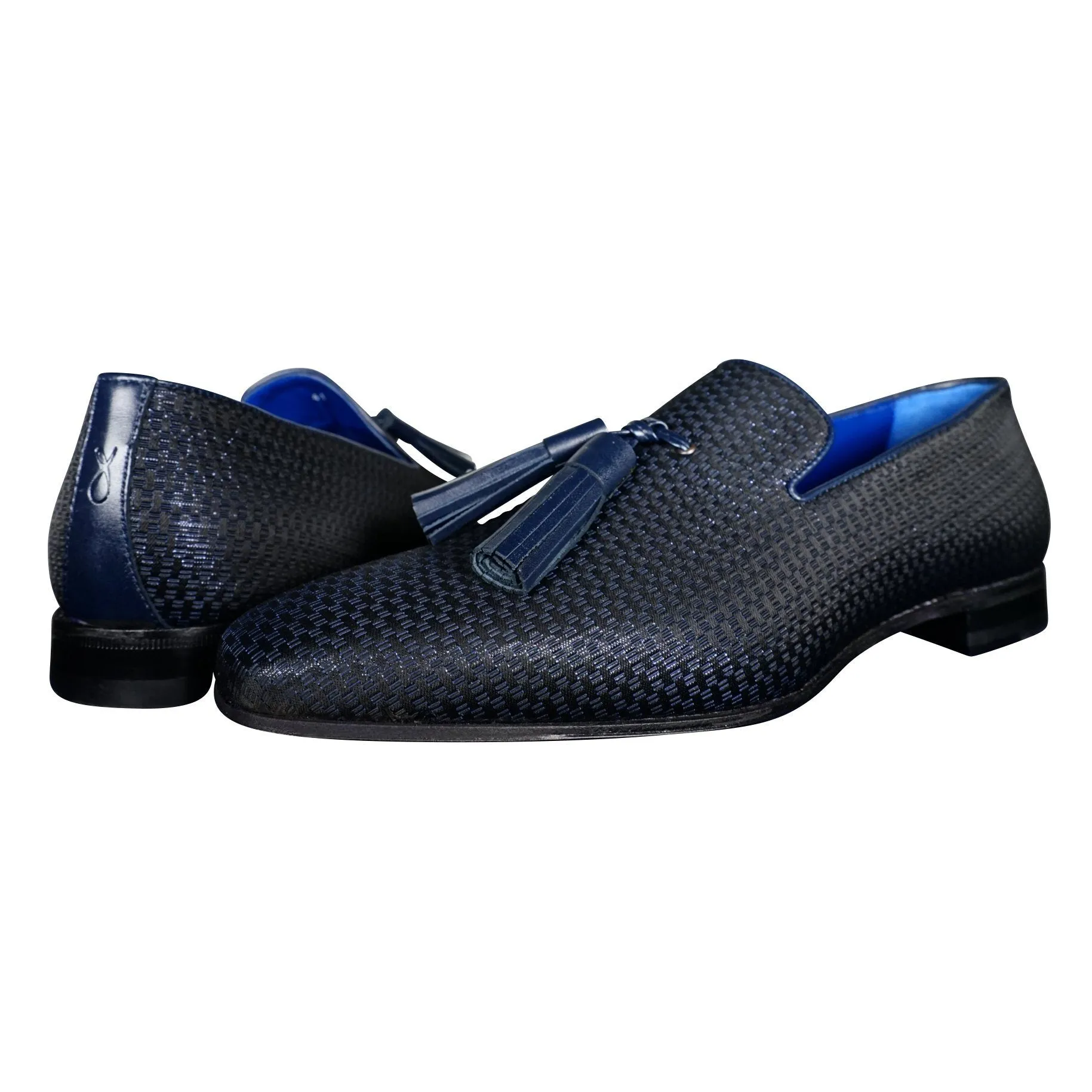 Navy Blue Diamante Tassel Loafer