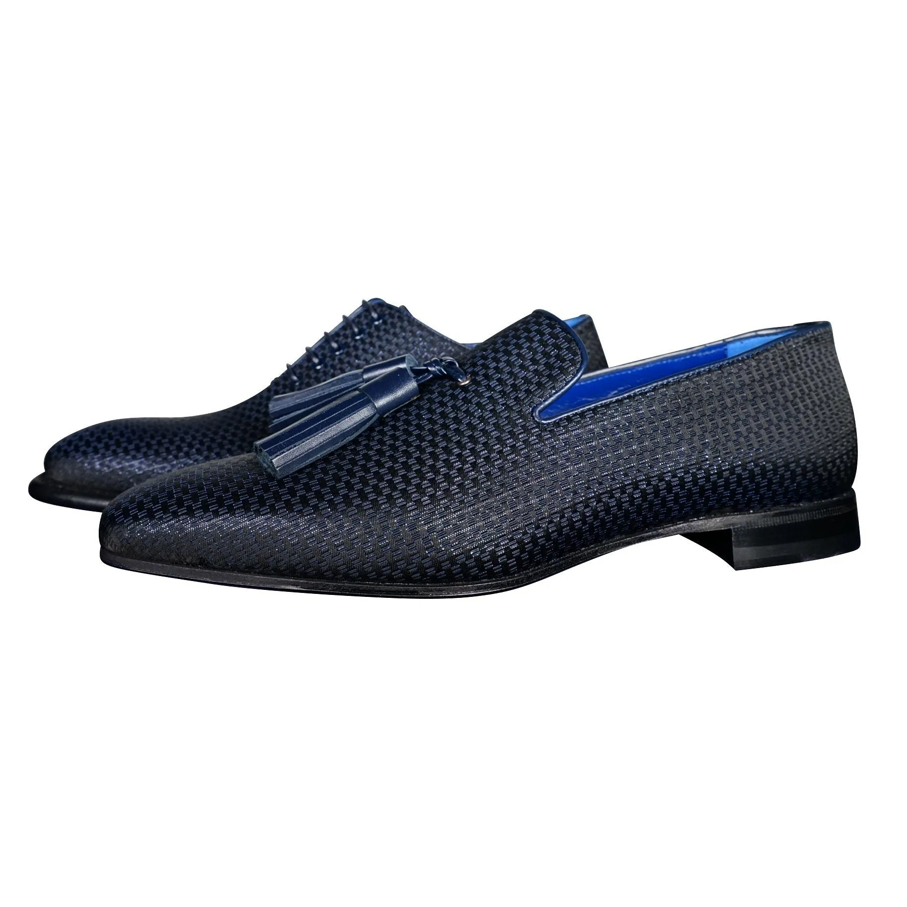 Navy Blue Diamante Tassel Loafer