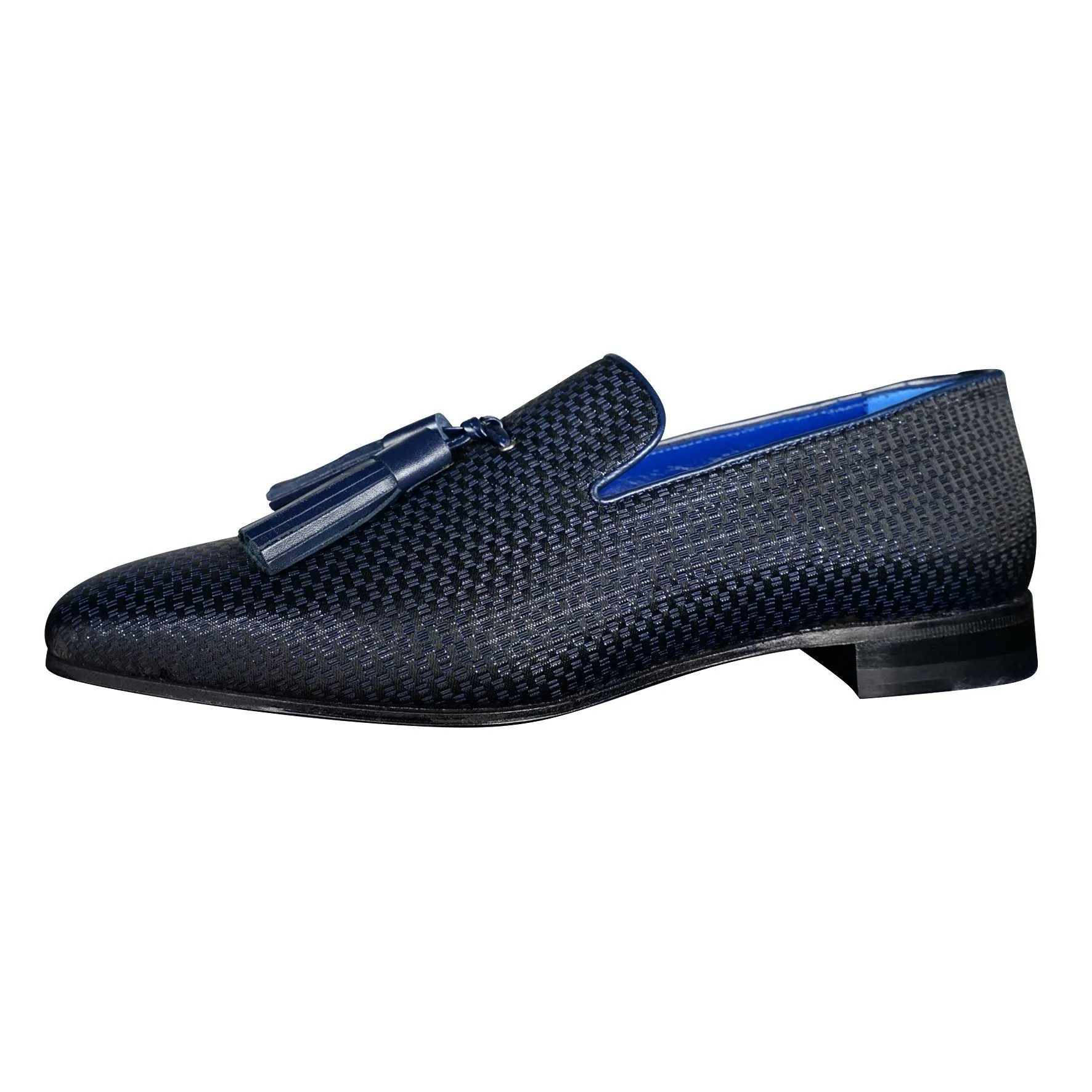 Navy Blue Diamante Tassel Loafer