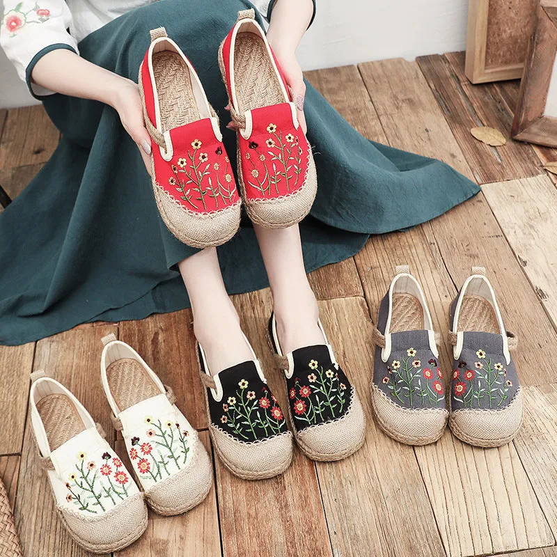 New Spring/autumn National Style Women's Shoes Small Daisy Cloth Shoes Embroidery Big Head Han Clothing Shoes