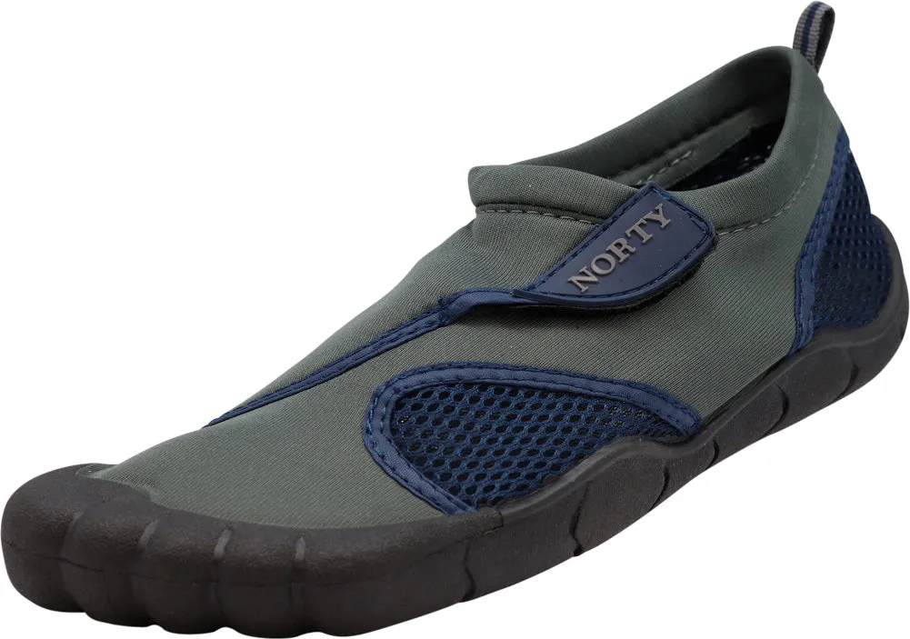 Norty Men's Aqua Sock Water Shoes Waterproof Slip-Ons for Pool, Beach, Sports