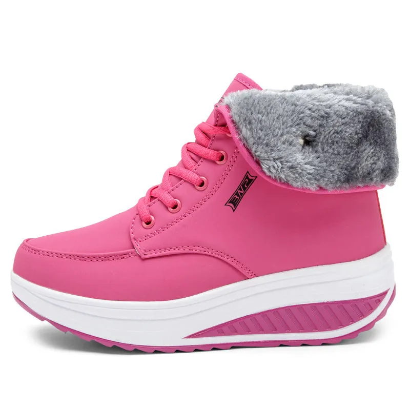 Owlkay Women's Plush Rocking Cotton Boots