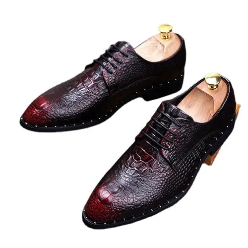 pattern dress casual shoes men's leather British pointed inside heightening wedding shoes