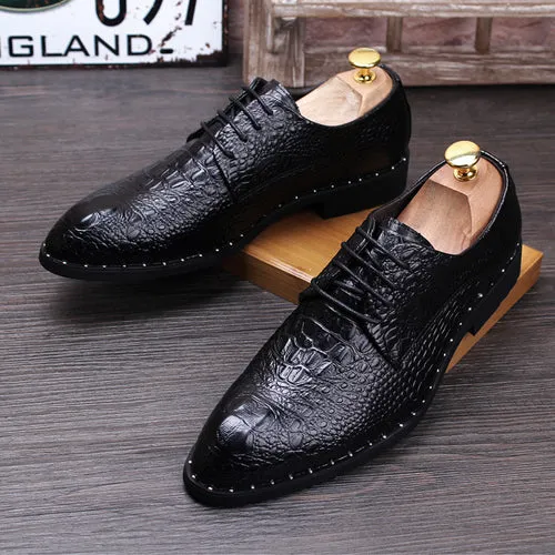 pattern dress casual shoes men's leather British pointed inside heightening wedding shoes