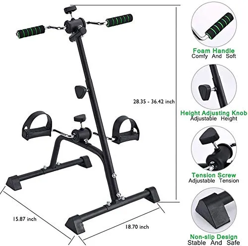 Pedal Exerciser Bike Hand Arm Leg and Knee Peddler Adjustable Fitness Equipment for Seniors, Elderly Home Pedal Exercise Bike for Total Body, with Gift Box