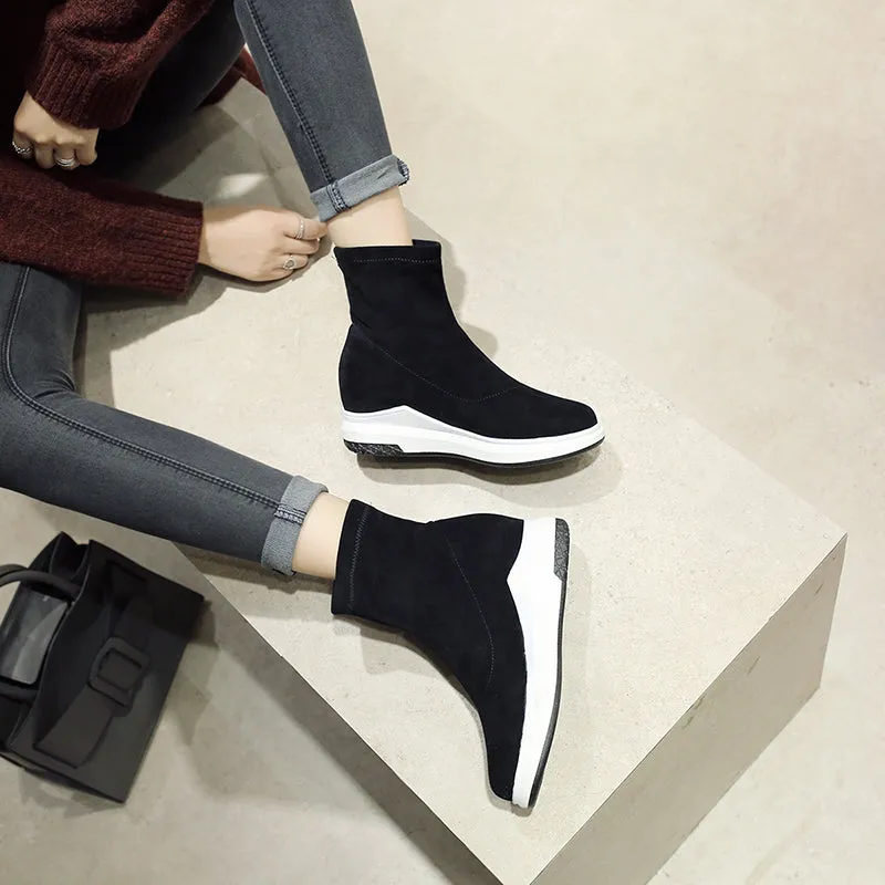 Platform Slip On Woman Ankle Boots