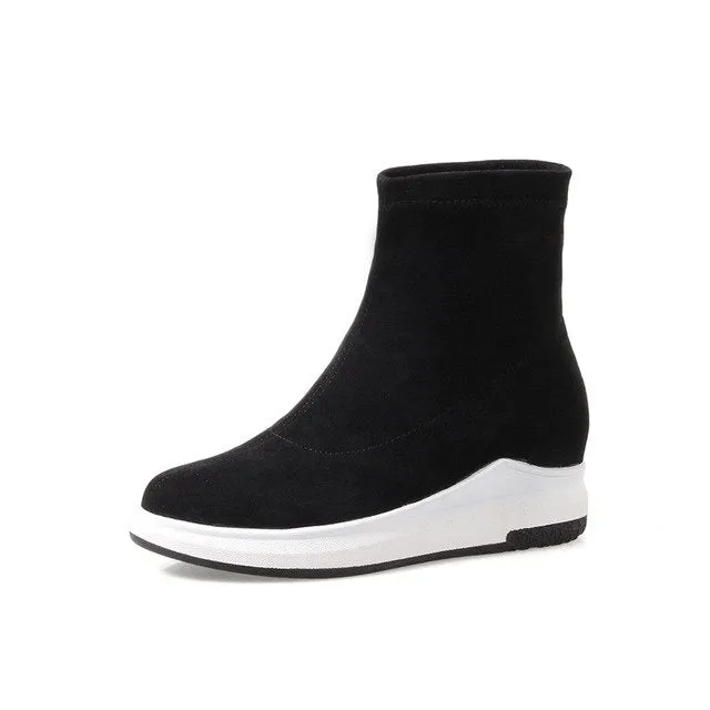 Platform Slip On Woman Ankle Boots