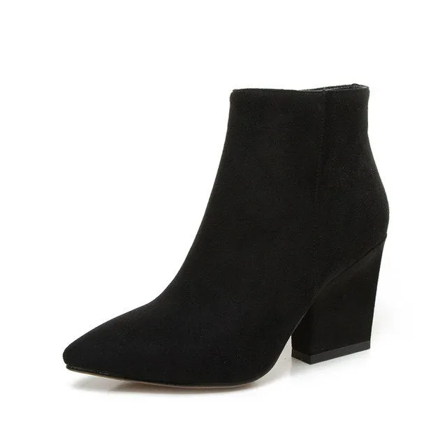 Pointed Toe Add Plush Ankle Boots