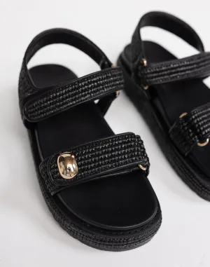 Porter Sandals (Black Raffia) - By Billini