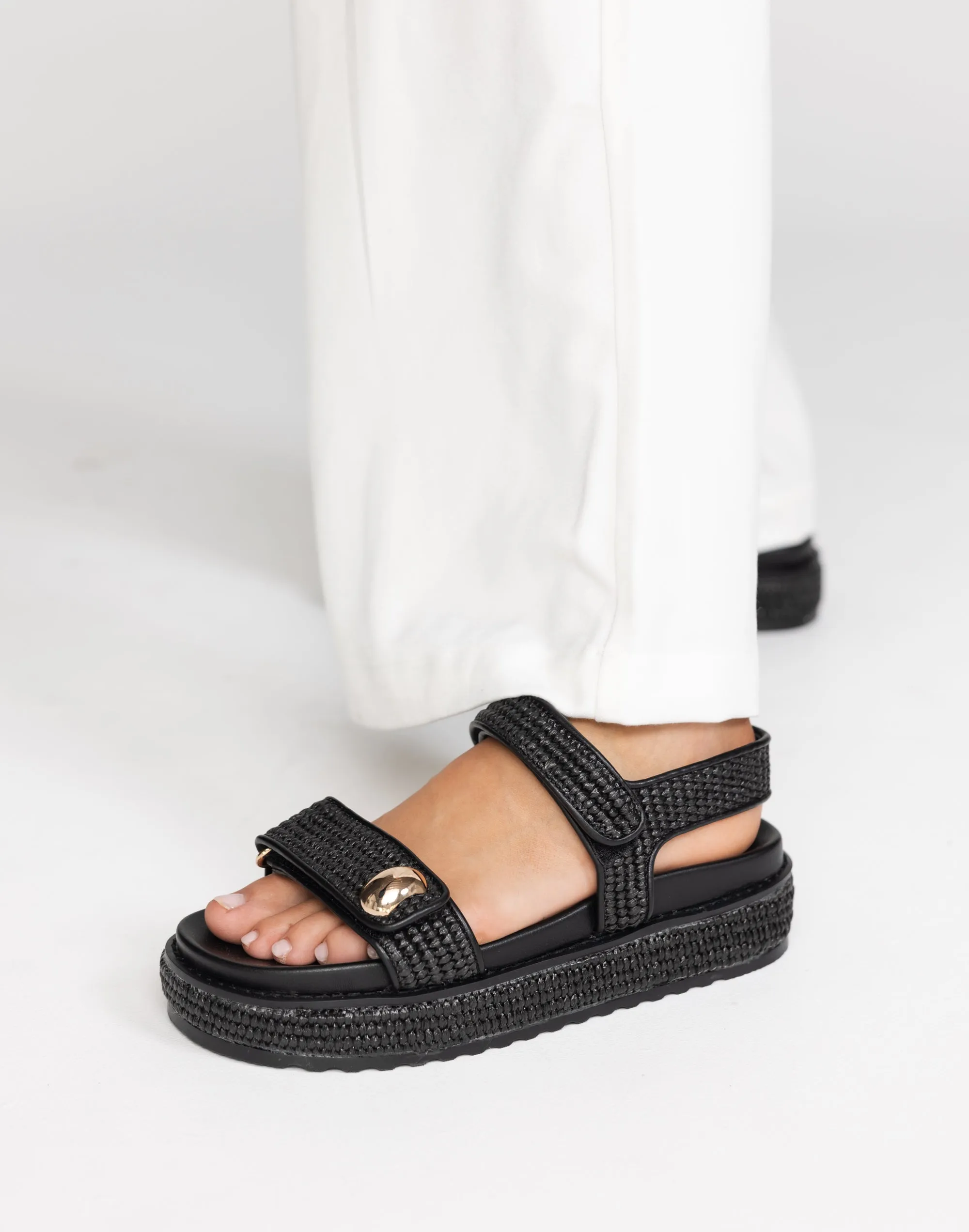 Porter Sandals (Black Raffia) - By Billini