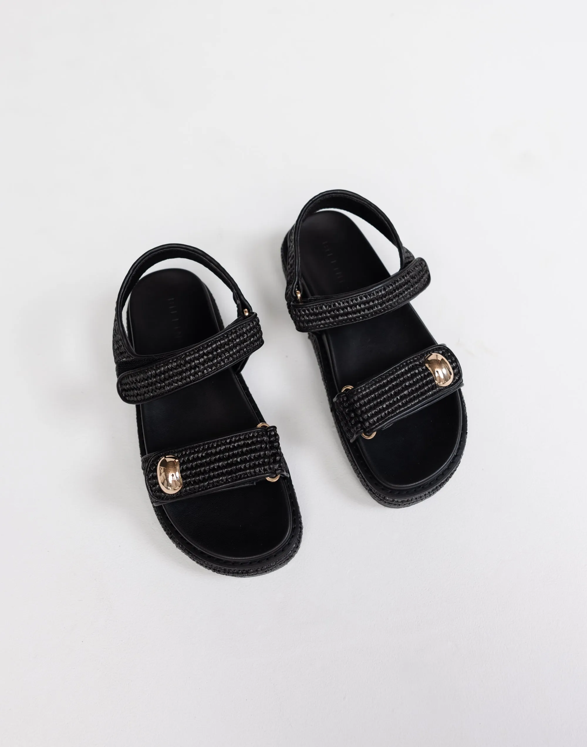 Porter Sandals (Black Raffia) - By Billini