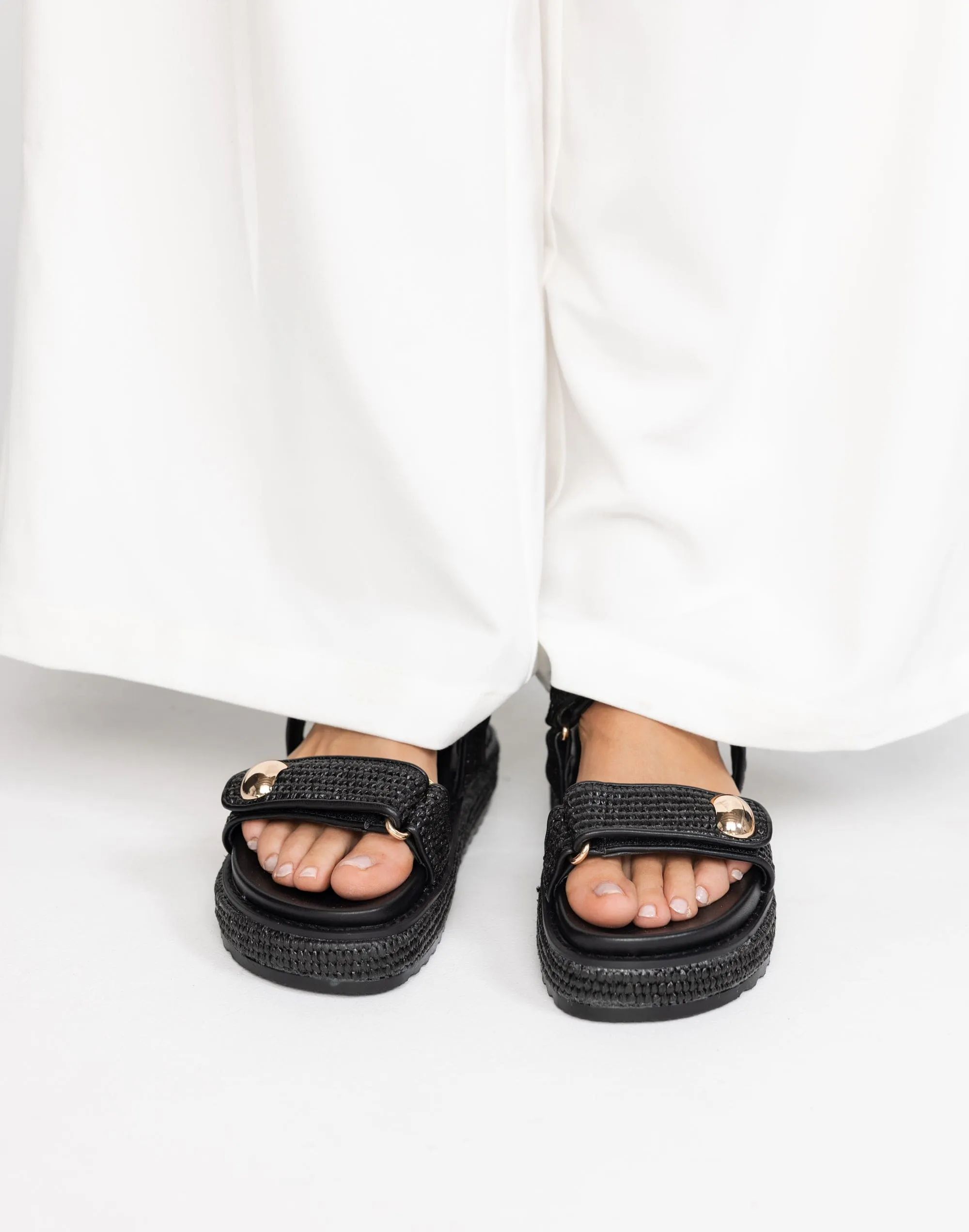 Porter Sandals (Black Raffia) - By Billini