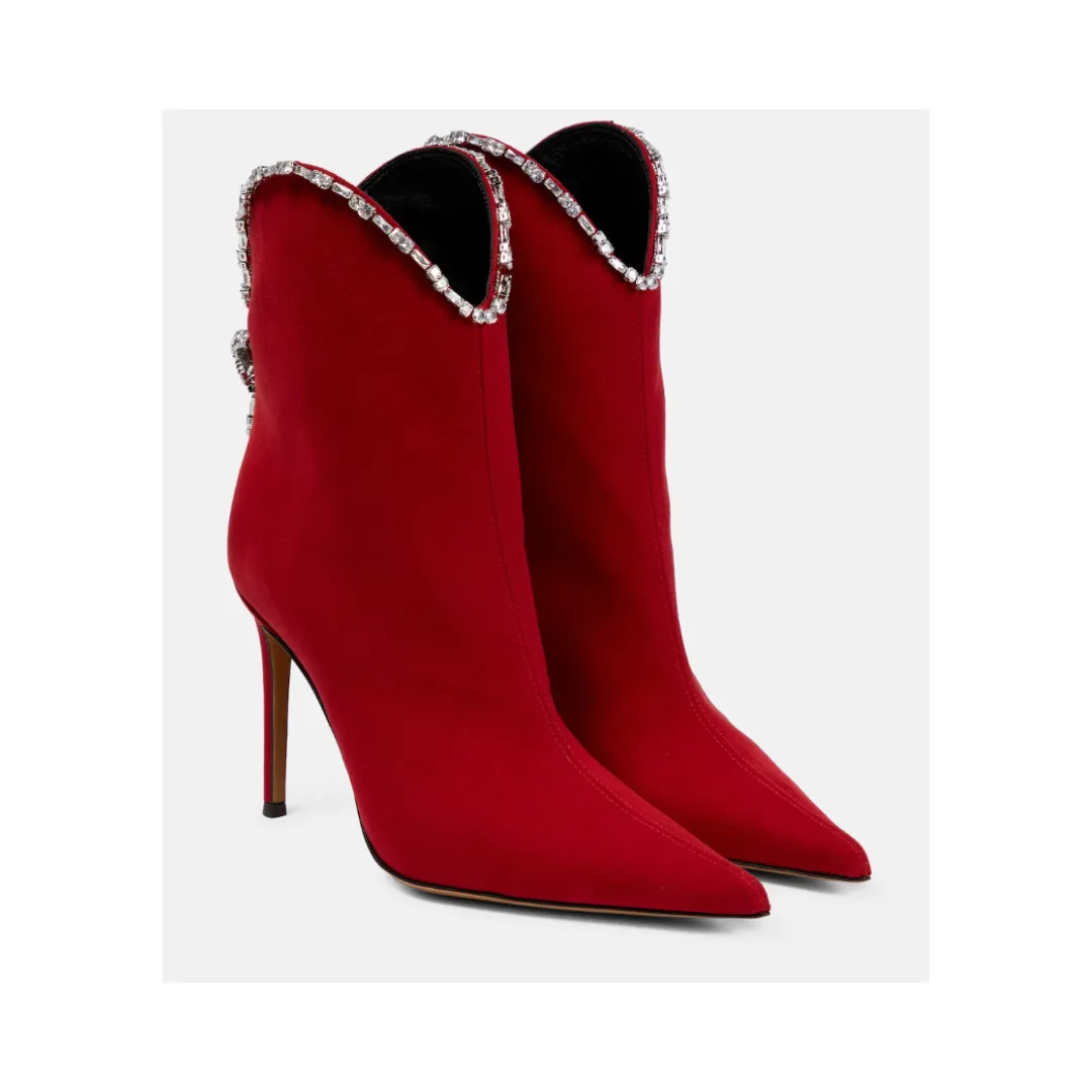 Pre Order:  Rhinestone Pointy Toe Stiletto Ankle Boots