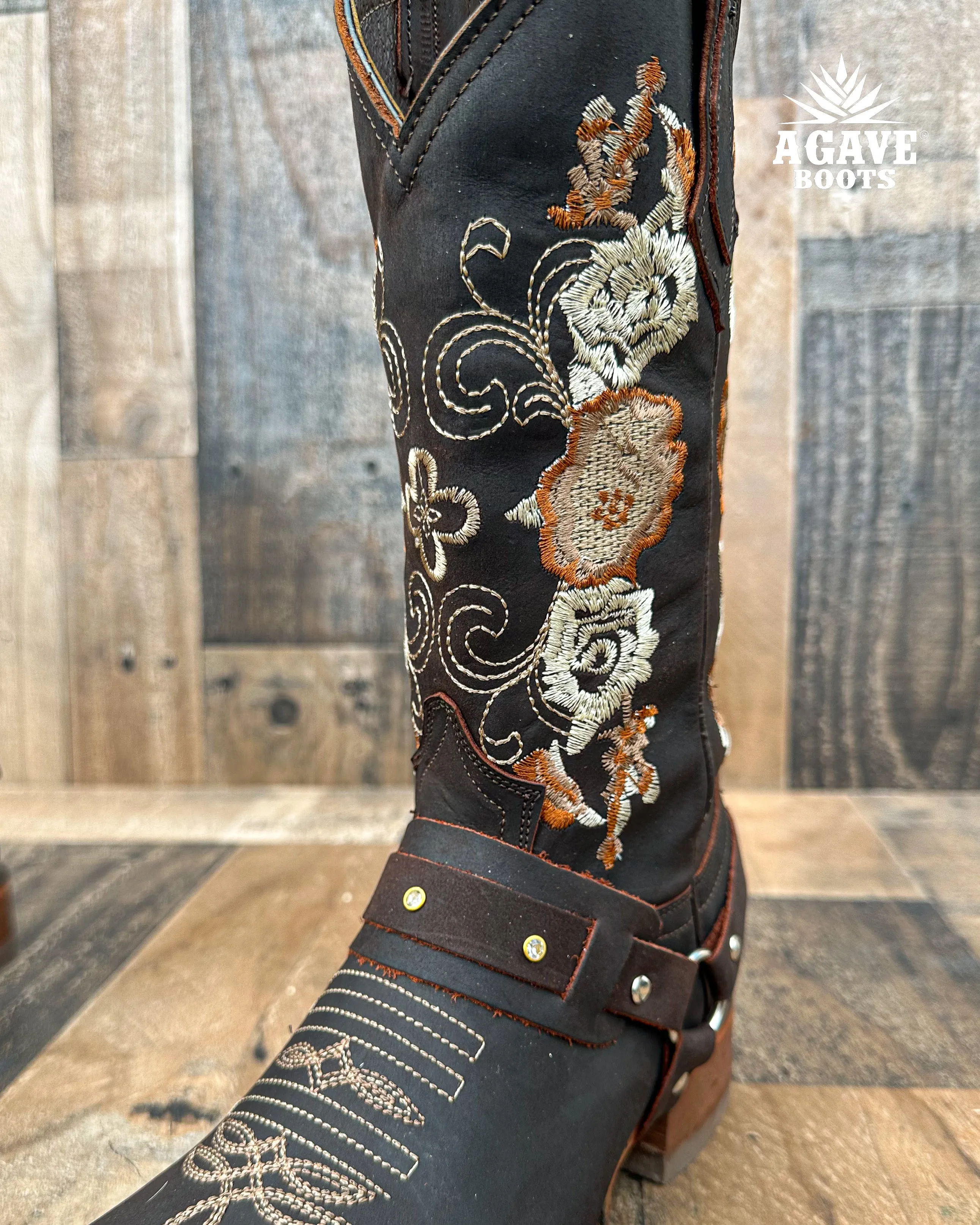 "FLORAL" | WOMEN SQUARE TOE BOOTS