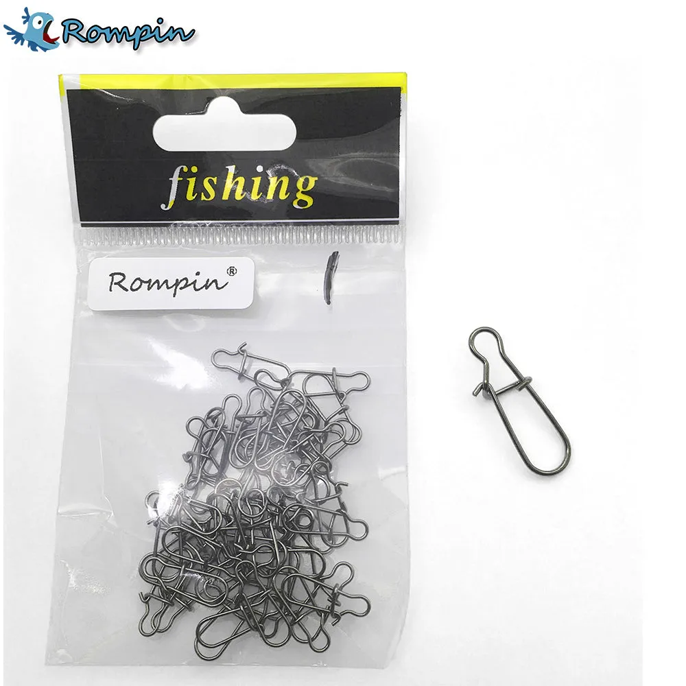 Rompin 50pcs nice Snap Fishing Barrel Swivel Safety Snaps Hooks Fishhook Fishing Tackle Box Accessory tool lures