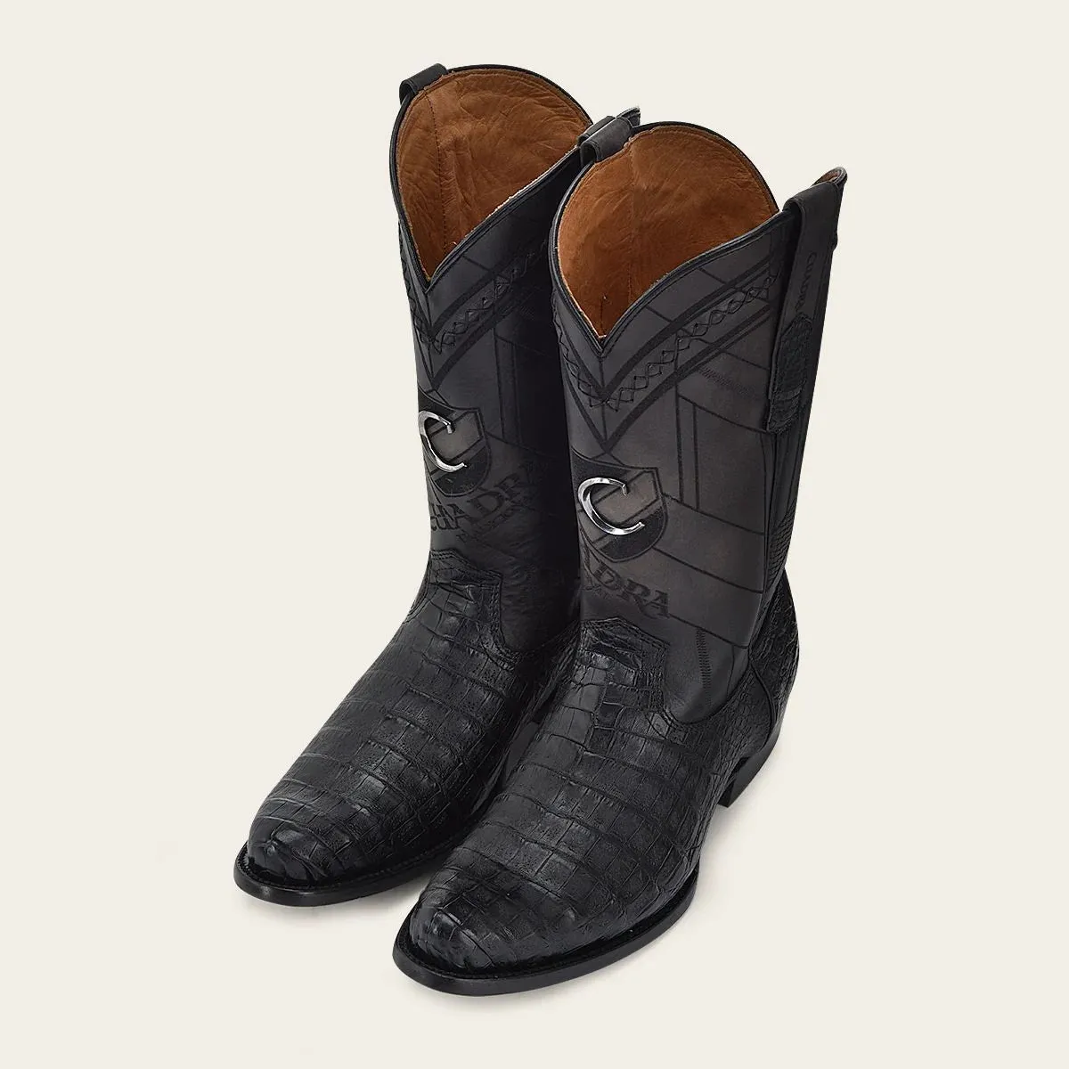 S42FFY - Cuadra black dress cowboy caiman leather boots for men