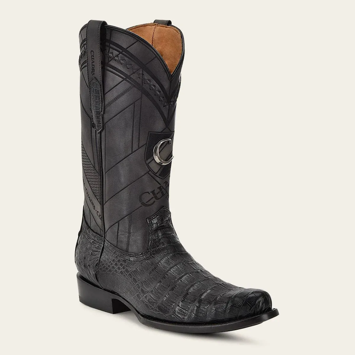 S42FFY - Cuadra black dress cowboy caiman leather boots for men