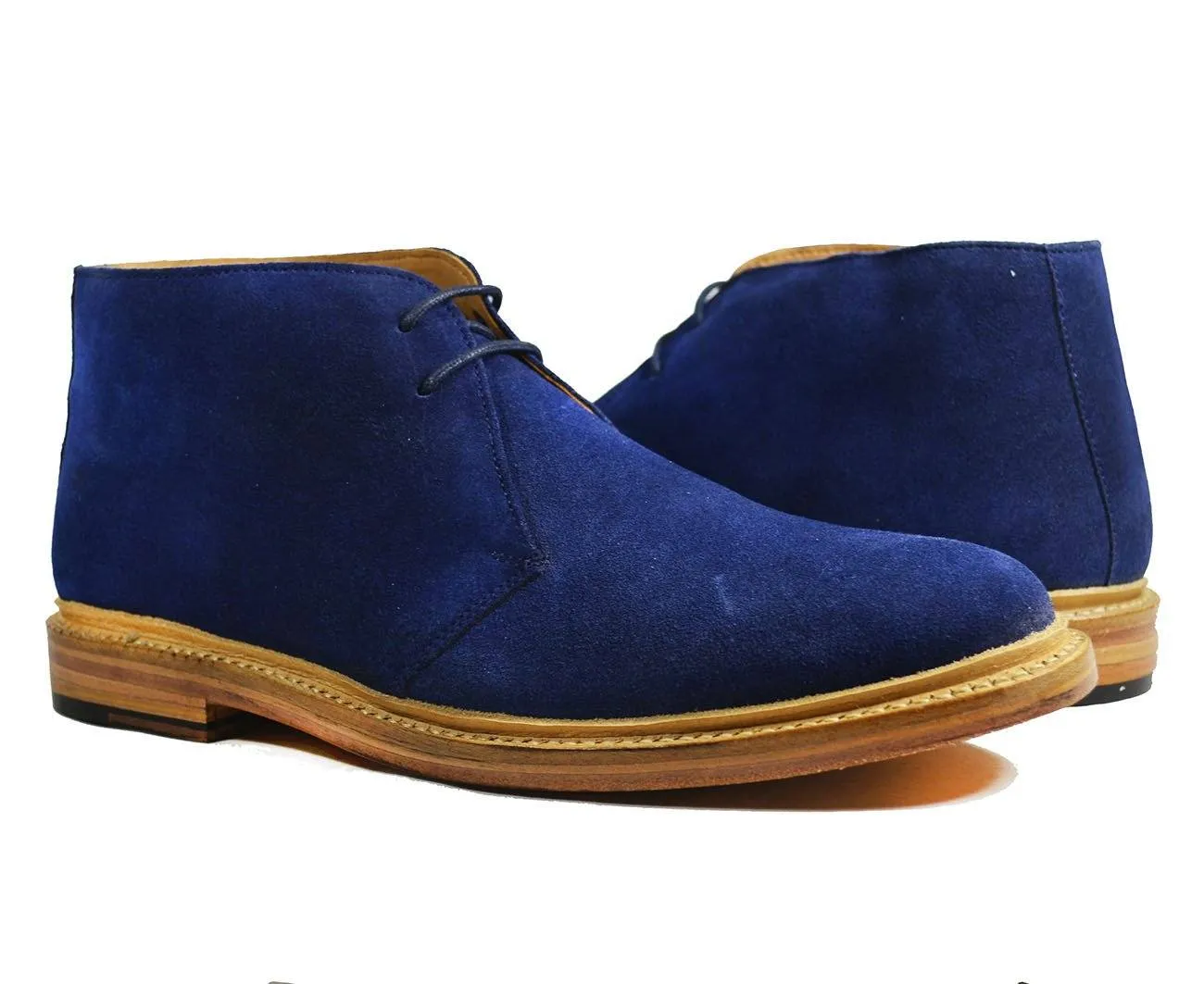 SAHARA Blue Suede Chukka Ankle Boots by Paul Malone