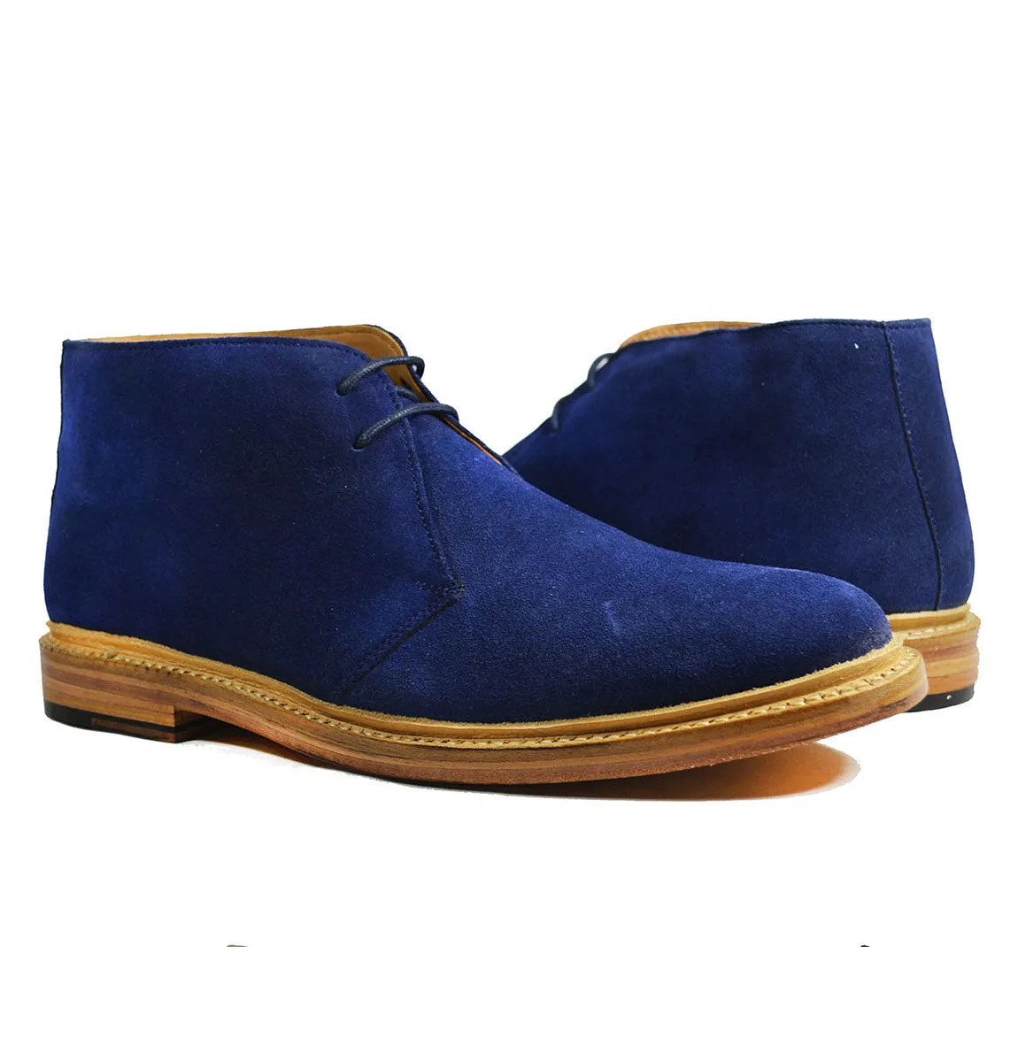 SAHARA Blue Suede Chukka Ankle Boots by Paul Malone