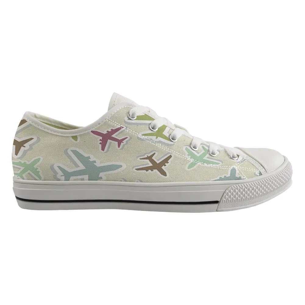 Seamless 3D Airplanes Designed Canvas Shoes (Men)