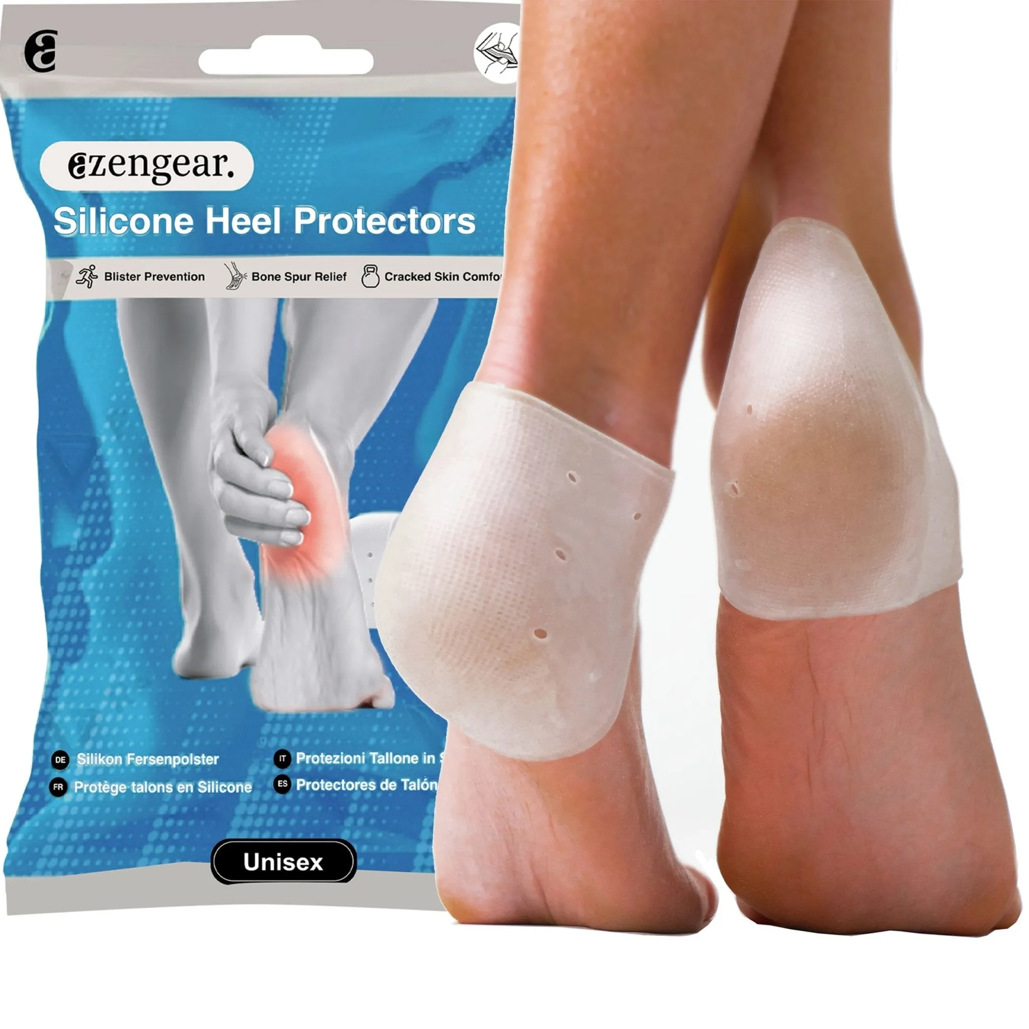 Silicone Heel Protectors (2 Pairs) to Prevent Blisters and Cracked Heels